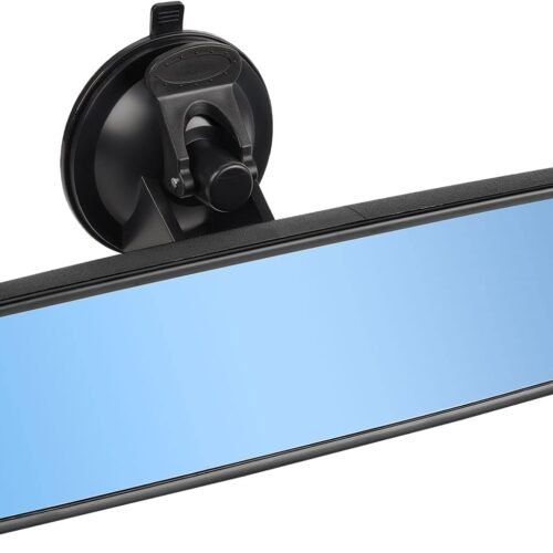 Car Rearview Mirror HD Blue Lens Flat Glass Suction Cup Anti Splash