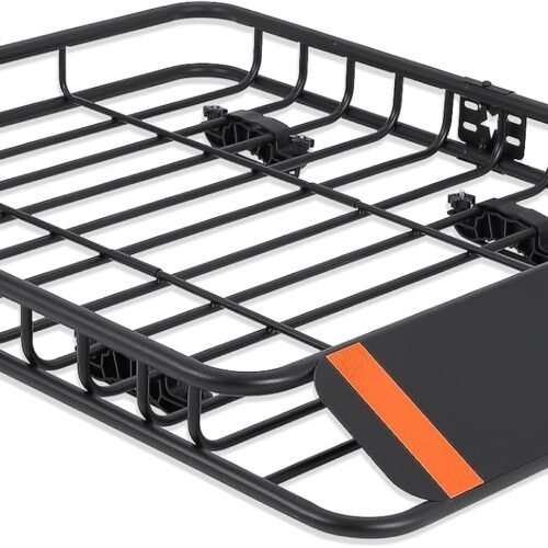 Roof Rack Basket Metal Side Rails Extendable Wind Deflector Corrosion Resistant