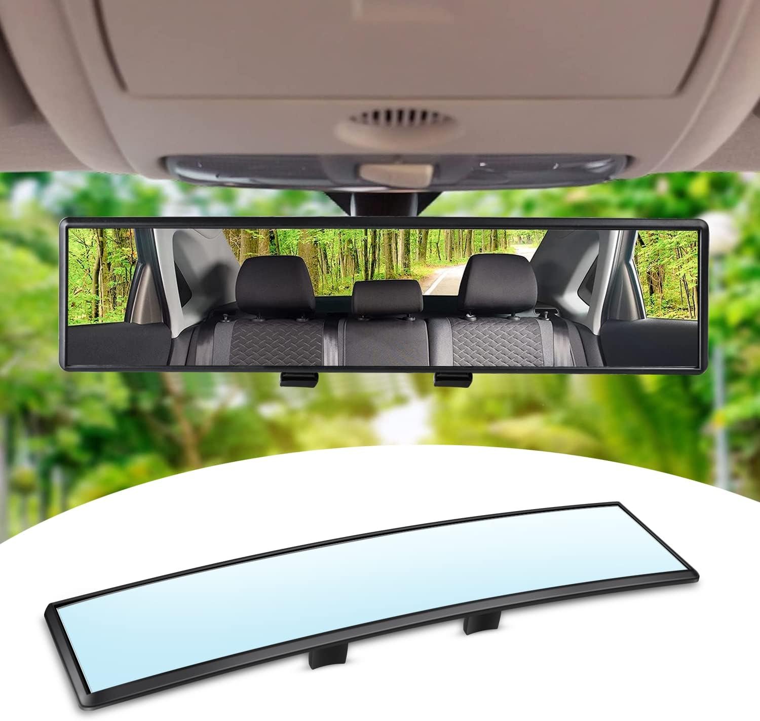 Car Rearview Mirror HD Glass Clip On Wide Angle Anti Glare Easy Install