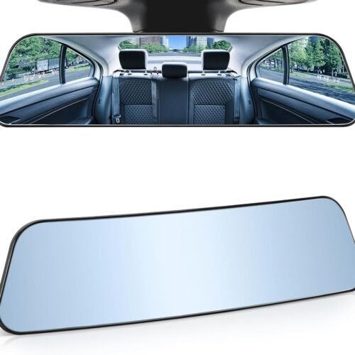 Car Rearview Mirror Blue Lens Clip On Convex Wide Angle Anti Glare