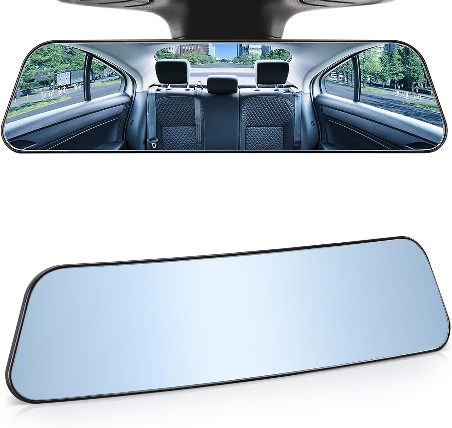 Car Rearview Mirror Blue Lens Clip On Convex Wide Angle Anti Glare