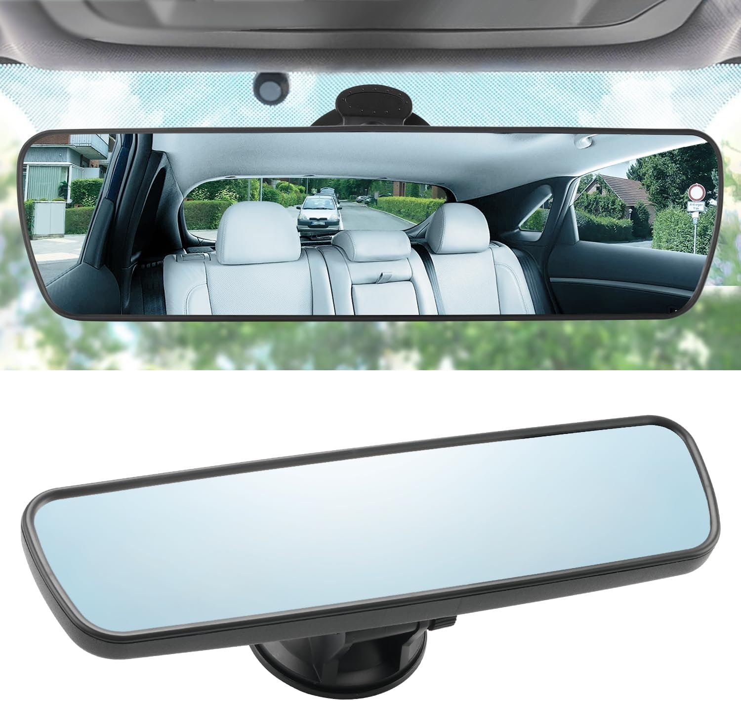 Car Rearview Mirror 360 Degree Swivel TPU Suction Cup Clear View