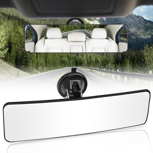 Car Rearview Mirror Rubber Suction Cup Wide Angle Unbreakable Fiberglass