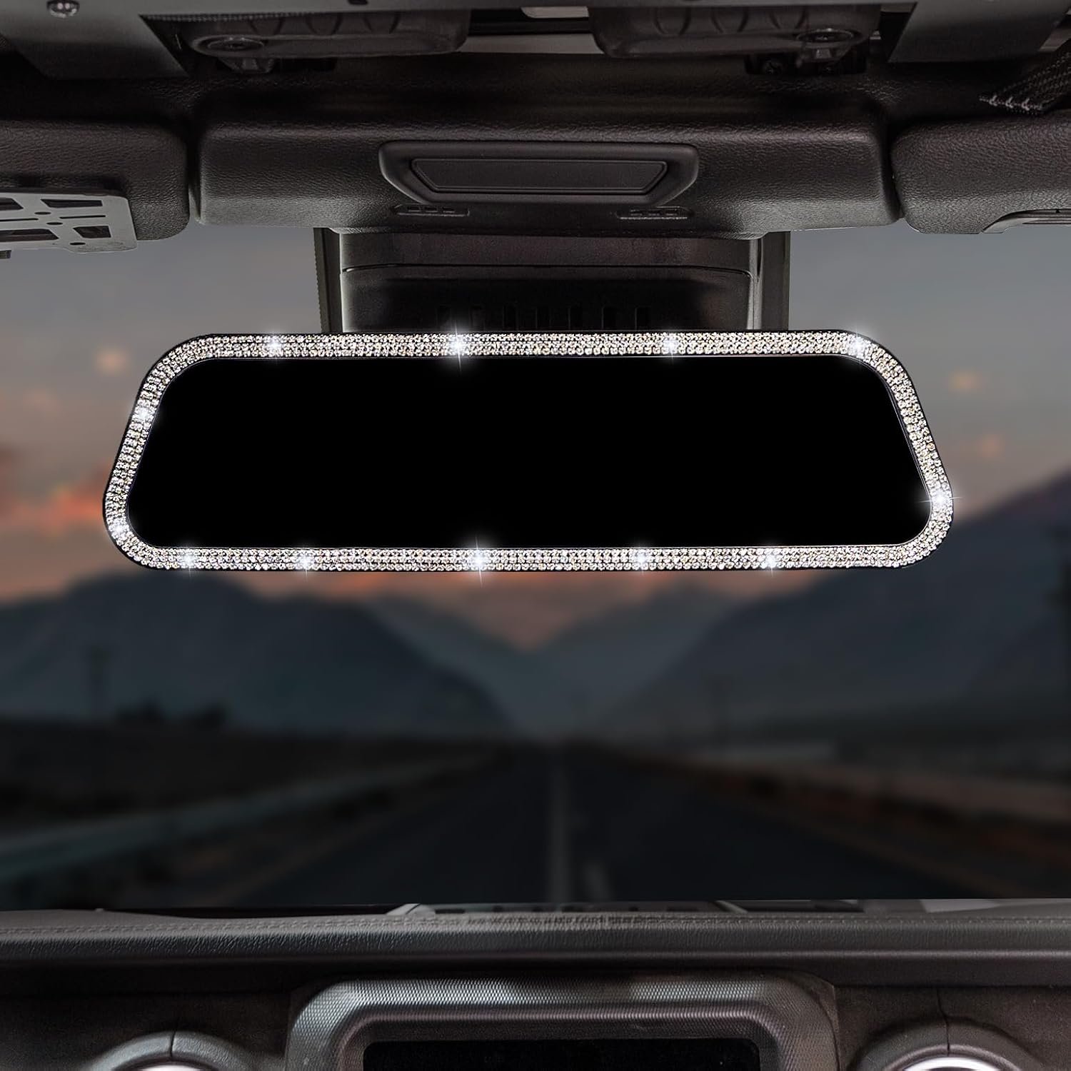 Car Rearview Mirror Rhinestone Clip On Wide Angle Scratch Resistant