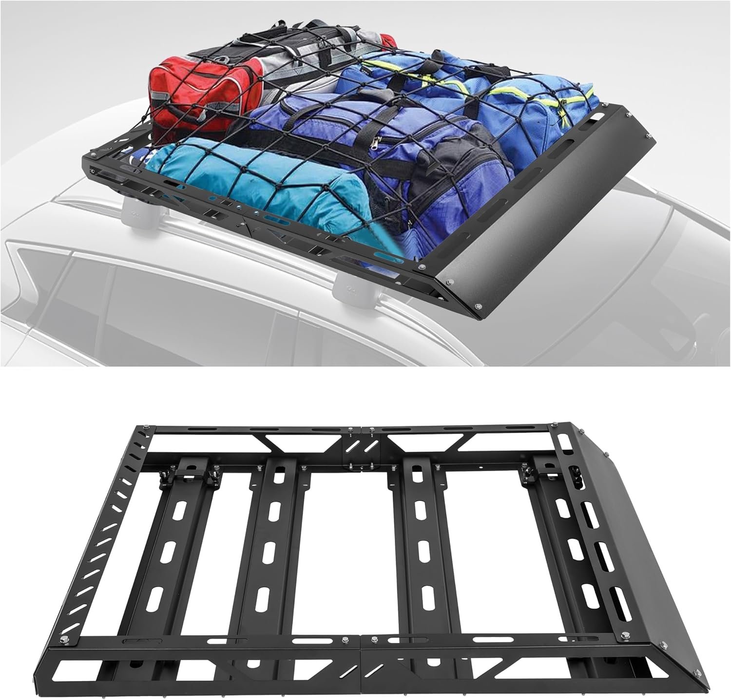 Roof Cargo Basket Steel Powder Coated Large Storage Bolt On