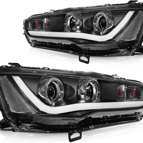 Headlight Assembly ABS Housing Polycarbonate Lens Waterproof Pair