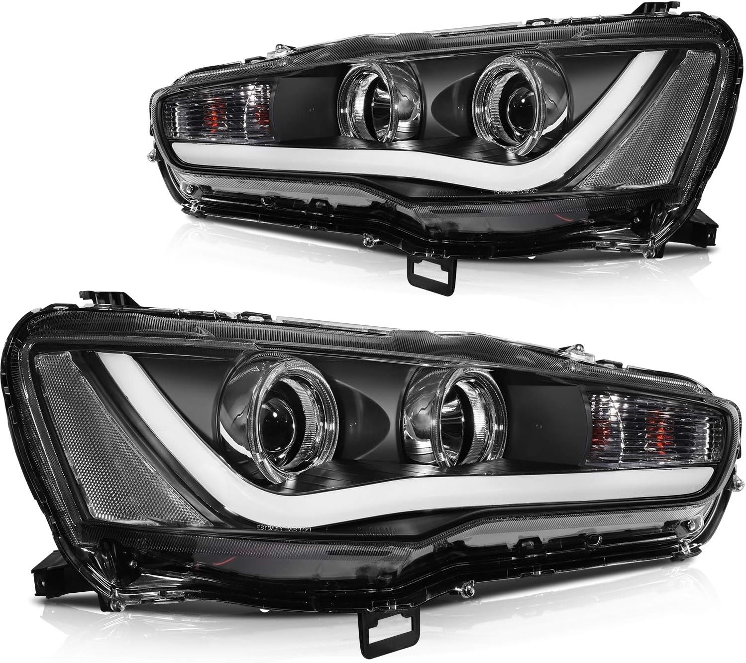 Headlight Assembly ABS Housing Polycarbonate Lens Waterproof Pair