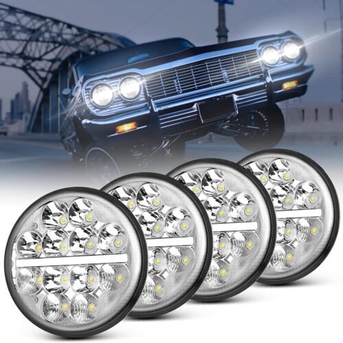 LED Headlight Four Modes Thinner Size IP68 Waterproof Round Sealed Beam